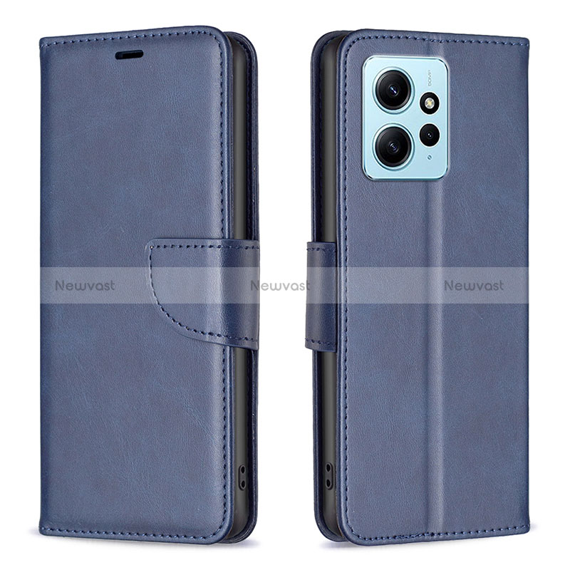 Leather Case Stands Flip Cover Holder B04F for Xiaomi Redmi Note 12 4G Blue