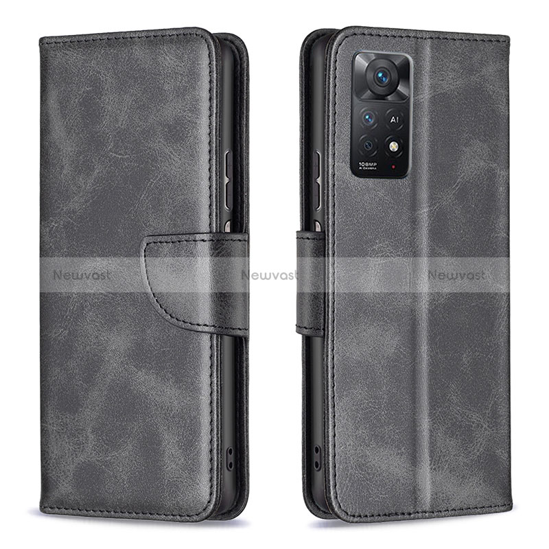 Leather Case Stands Flip Cover Holder B04F for Xiaomi Redmi Note 12 Pro 4G Black