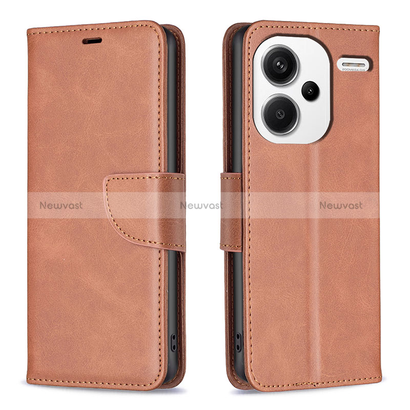 Leather Case Stands Flip Cover Holder B04F for Xiaomi Redmi Note 13 Pro+ Plus 5G