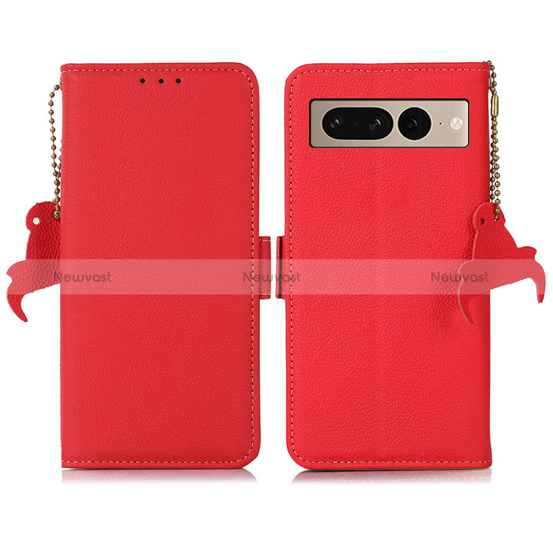 Leather Case Stands Flip Cover Holder B04H for Google Pixel 7 Pro 5G Red