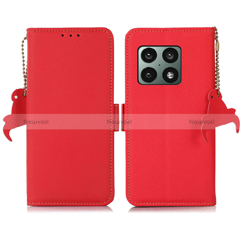 Leather Case Stands Flip Cover Holder B04H for OnePlus 10 Pro 5G Red