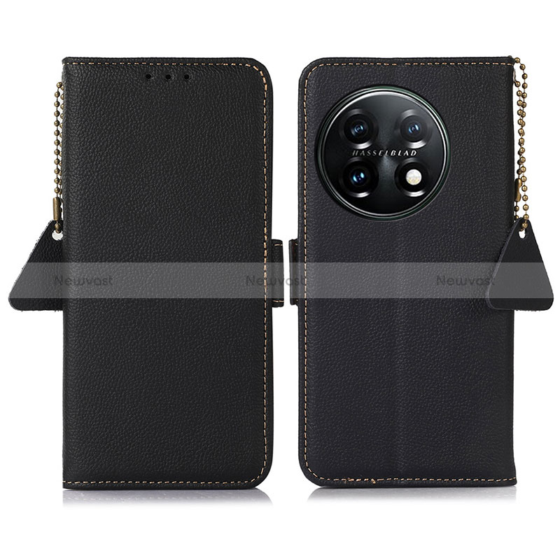 Leather Case Stands Flip Cover Holder B04H for OnePlus 11 5G Black