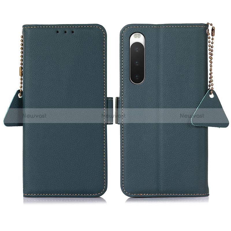 Leather Case Stands Flip Cover Holder B04H for Sony Xperia 10 IV SOG07 Green