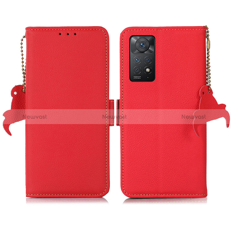 Leather Case Stands Flip Cover Holder B04H for Xiaomi Redmi Note 11 Pro 5G Red