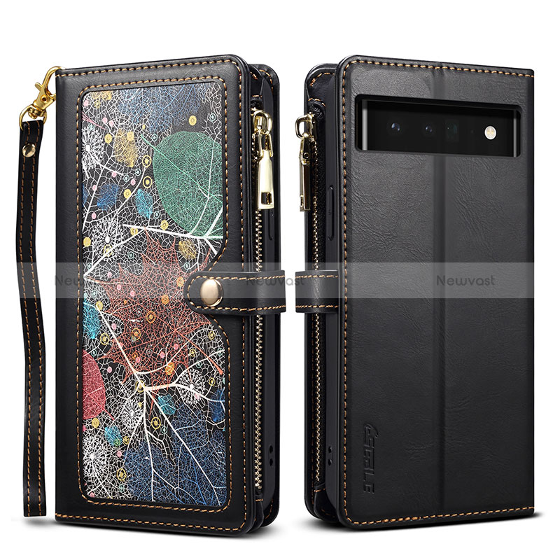 Leather Case Stands Flip Cover Holder B04S for Google Pixel 6 Pro 5G