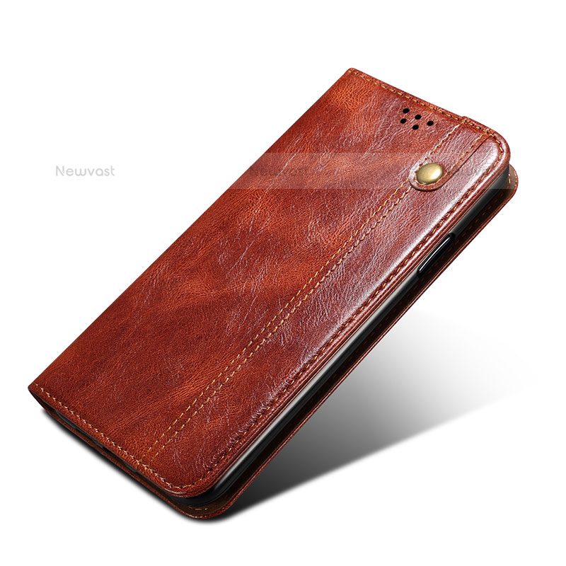 Leather Case Stands Flip Cover Holder B04S for Samsung Galaxy S21 FE 5G Brown