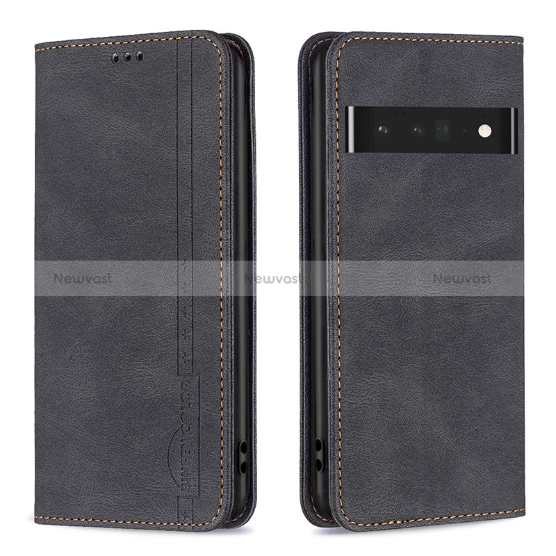 Leather Case Stands Flip Cover Holder B05F for Google Pixel 7 Pro 5G Black