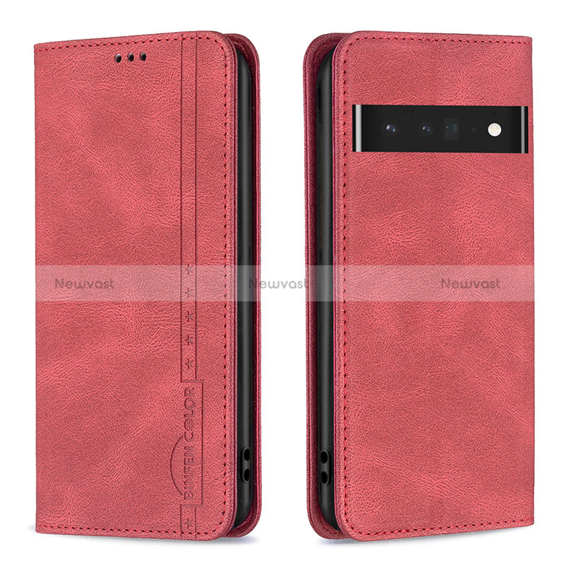 Leather Case Stands Flip Cover Holder B05F for Google Pixel 7 Pro 5G Red