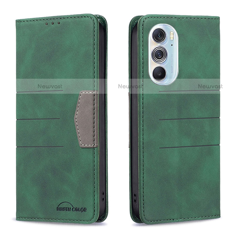 Leather Case Stands Flip Cover Holder B05F for Motorola Moto Edge X30 5G Green