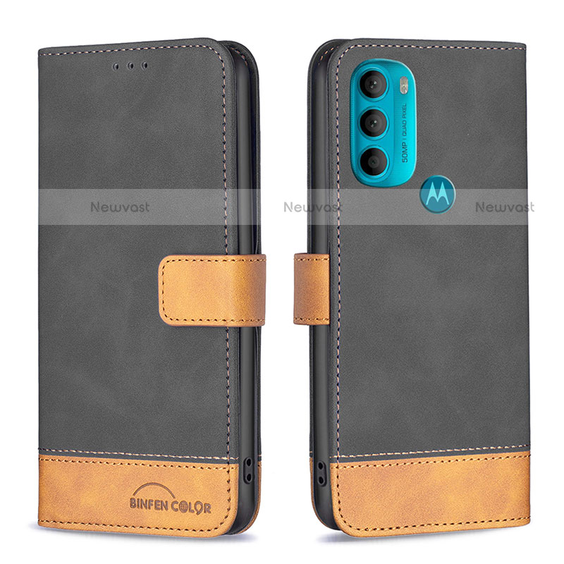 Leather Case Stands Flip Cover Holder B05F for Motorola Moto G71 5G