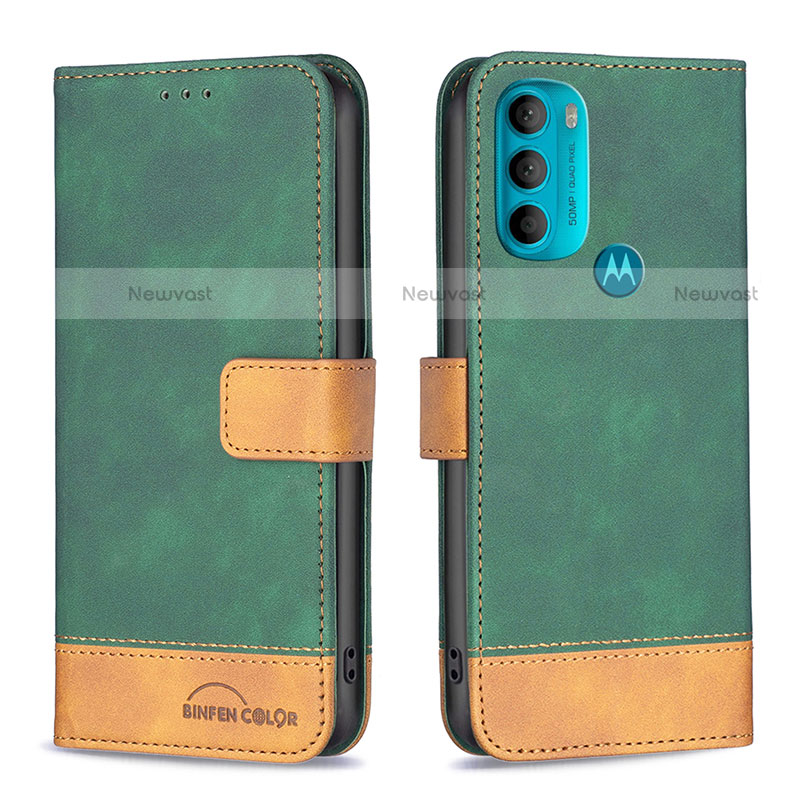 Leather Case Stands Flip Cover Holder B05F for Motorola Moto G71 5G