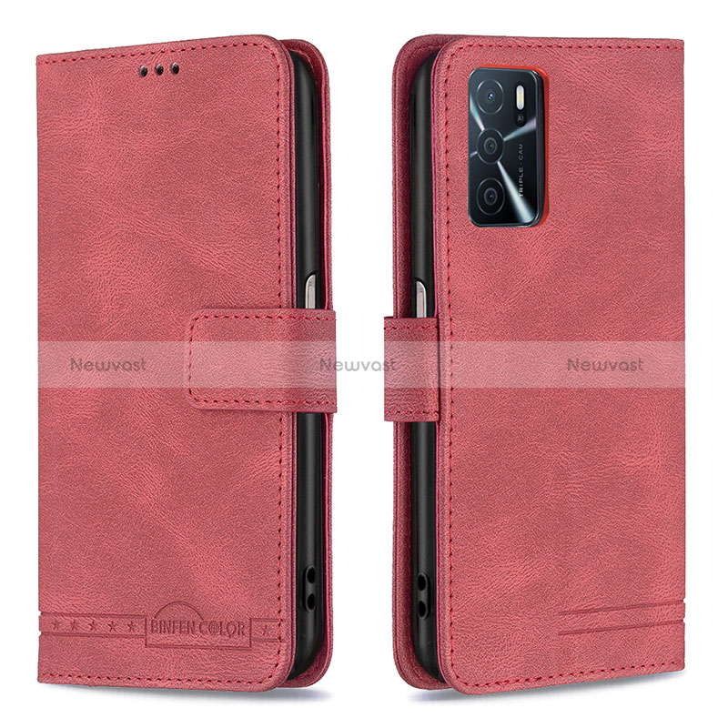 Leather Case Stands Flip Cover Holder B05F for Oppo A16