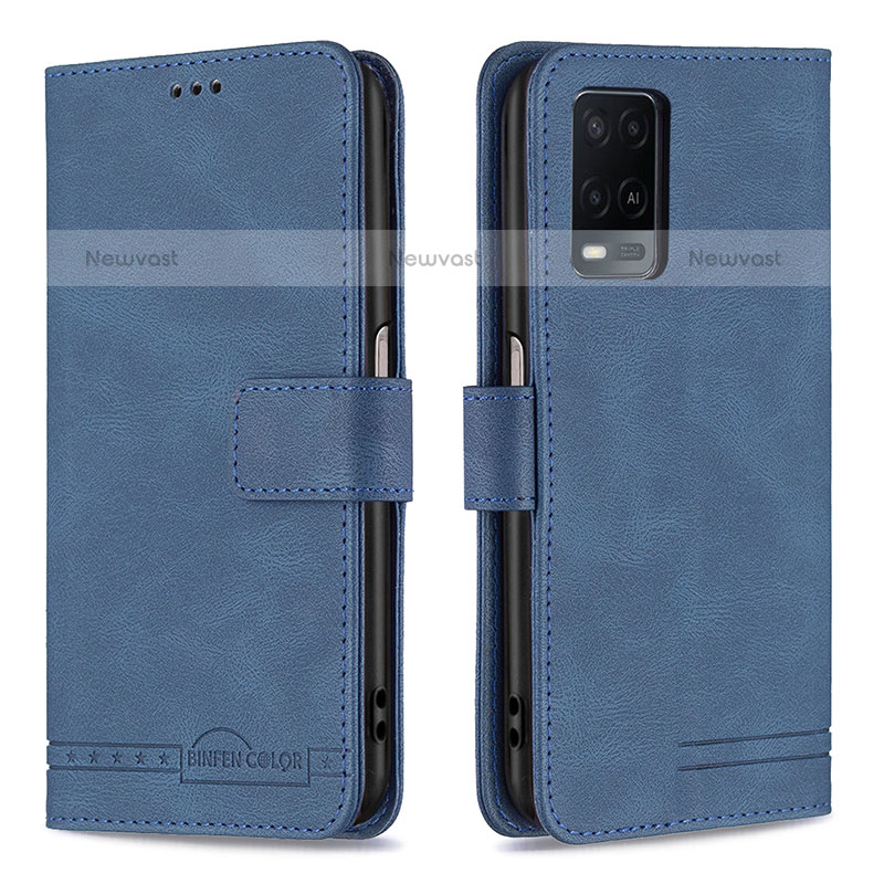 Leather Case Stands Flip Cover Holder B05F for Oppo A54 4G