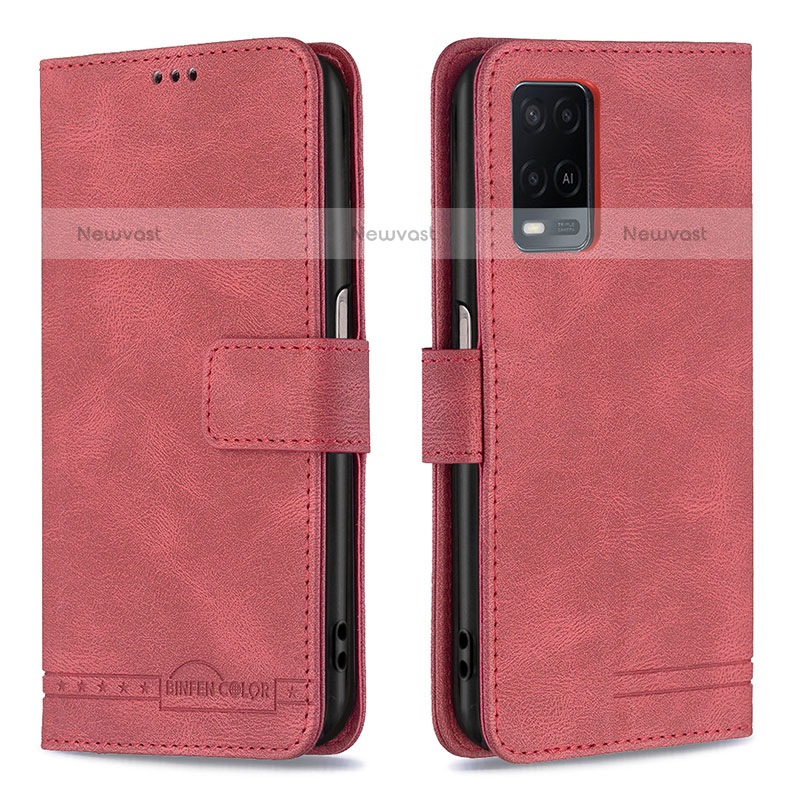 Leather Case Stands Flip Cover Holder B05F for Oppo A54 4G