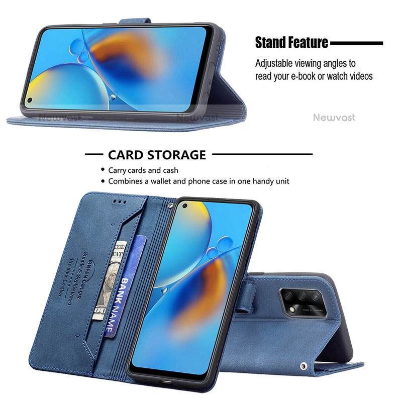 Leather Case Stands Flip Cover Holder B05F for Oppo A74 4G