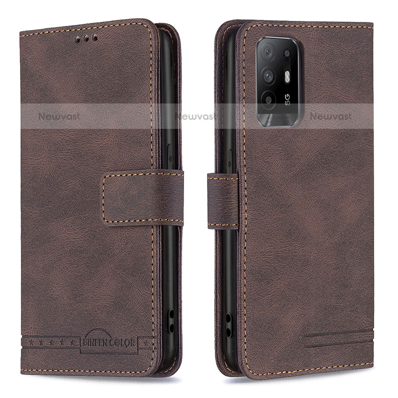 Leather Case Stands Flip Cover Holder B05F for Oppo A94 5G