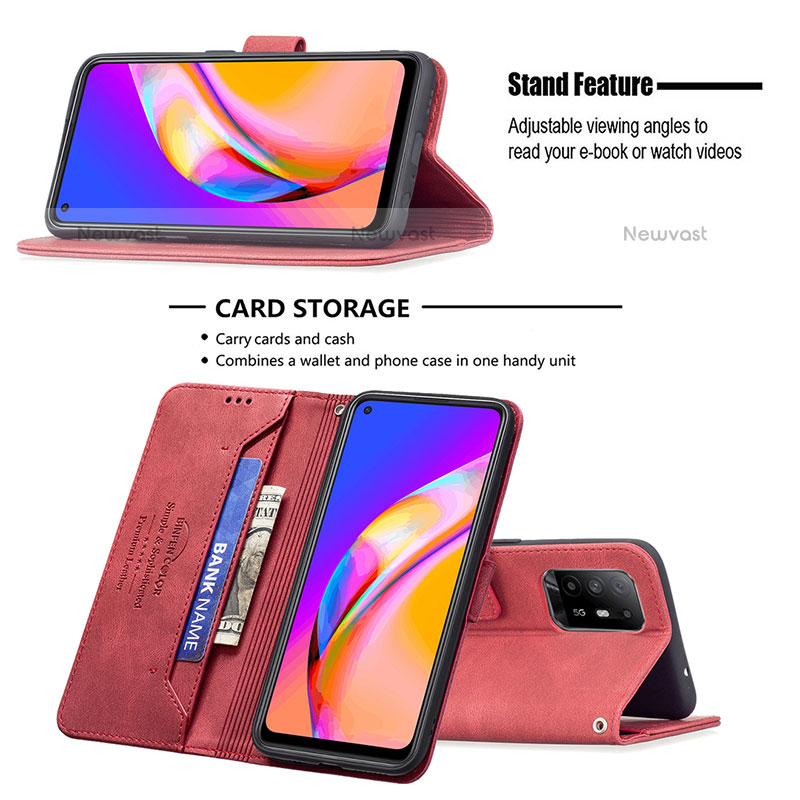 Leather Case Stands Flip Cover Holder B05F for Oppo A94 5G