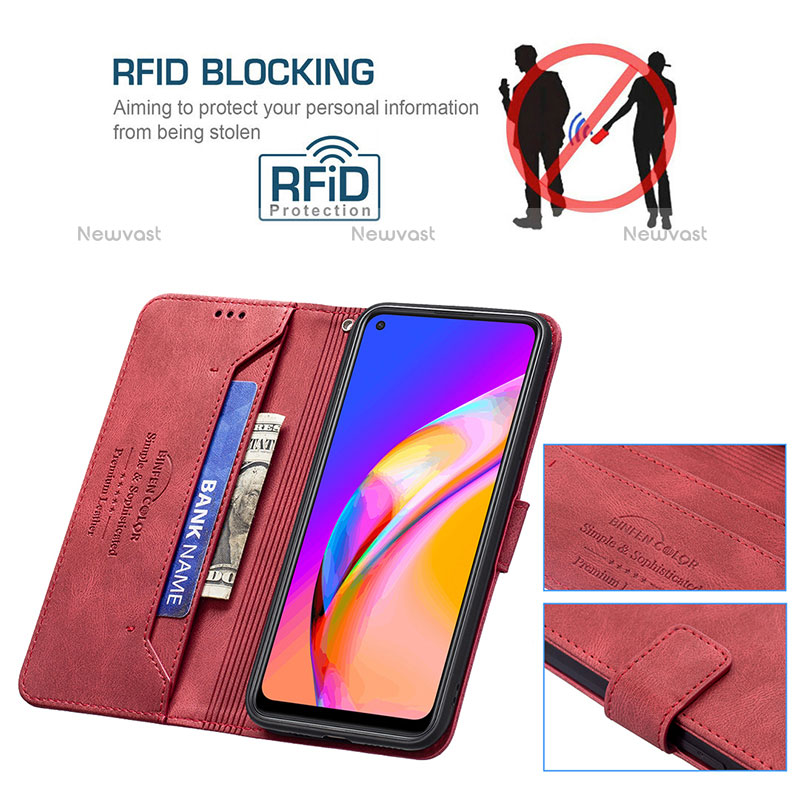 Leather Case Stands Flip Cover Holder B05F for Oppo A94 5G