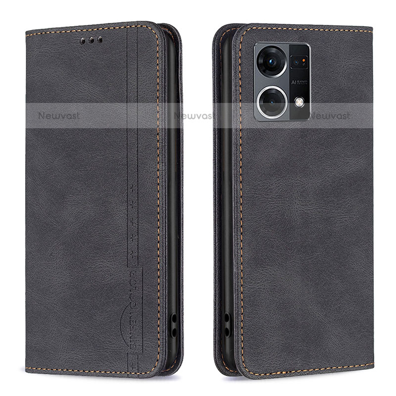 Leather Case Stands Flip Cover Holder B05F for Oppo F21 Pro 4G Black