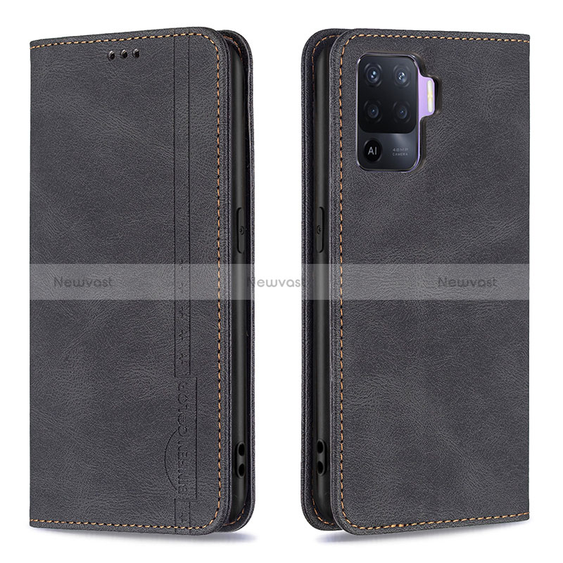 Leather Case Stands Flip Cover Holder B05F for Oppo Reno5 F