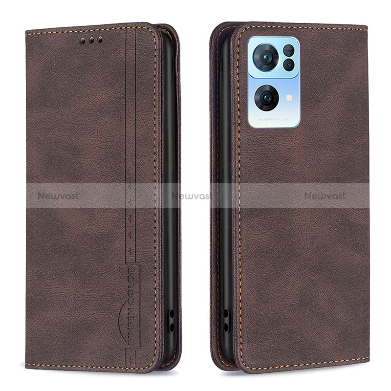 Leather Case Stands Flip Cover Holder B05F for Oppo Reno7 Pro 5G