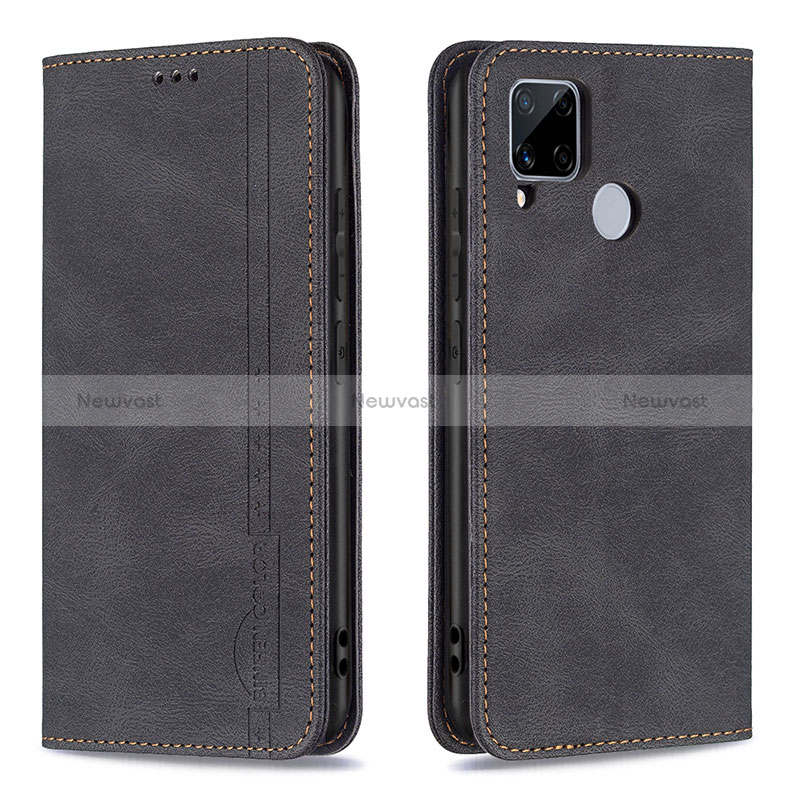 Leather Case Stands Flip Cover Holder B05F for Realme 7i RMX2193 Black