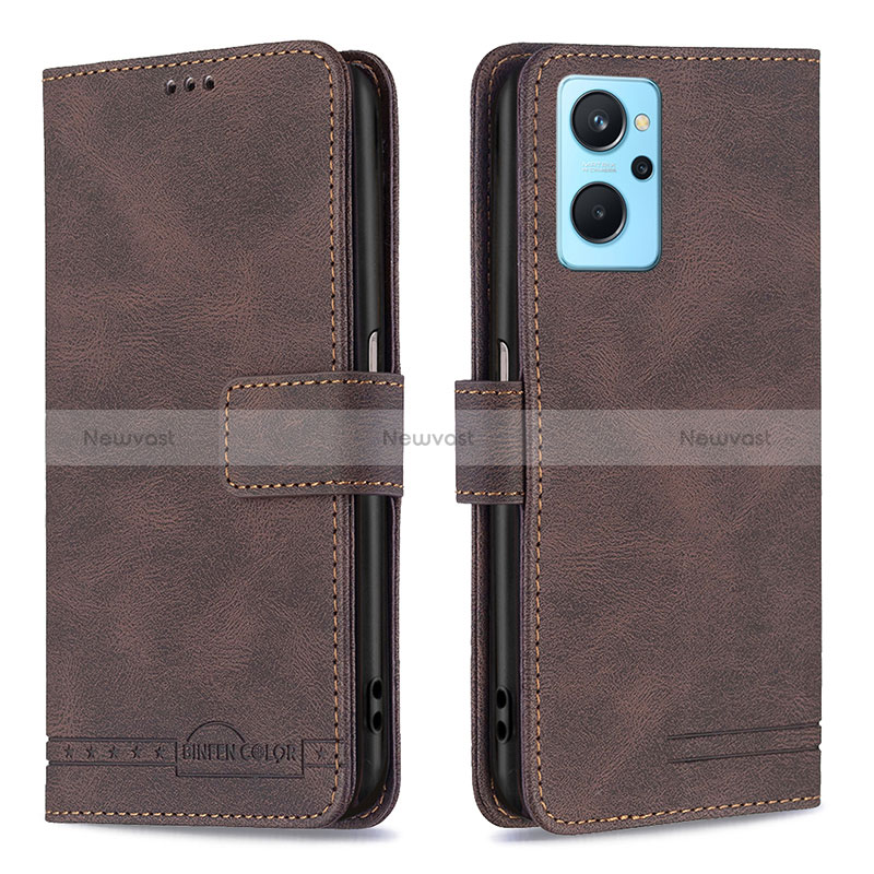 Leather Case Stands Flip Cover Holder B05F for Realme 9i 4G