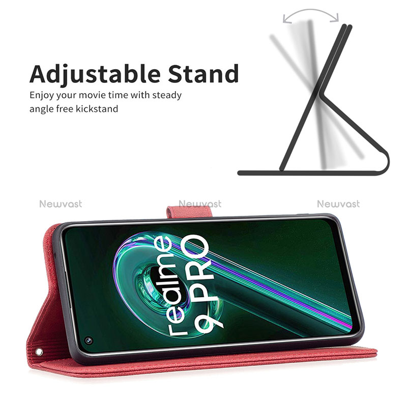 Leather Case Stands Flip Cover Holder B05F for Realme Q5 5G