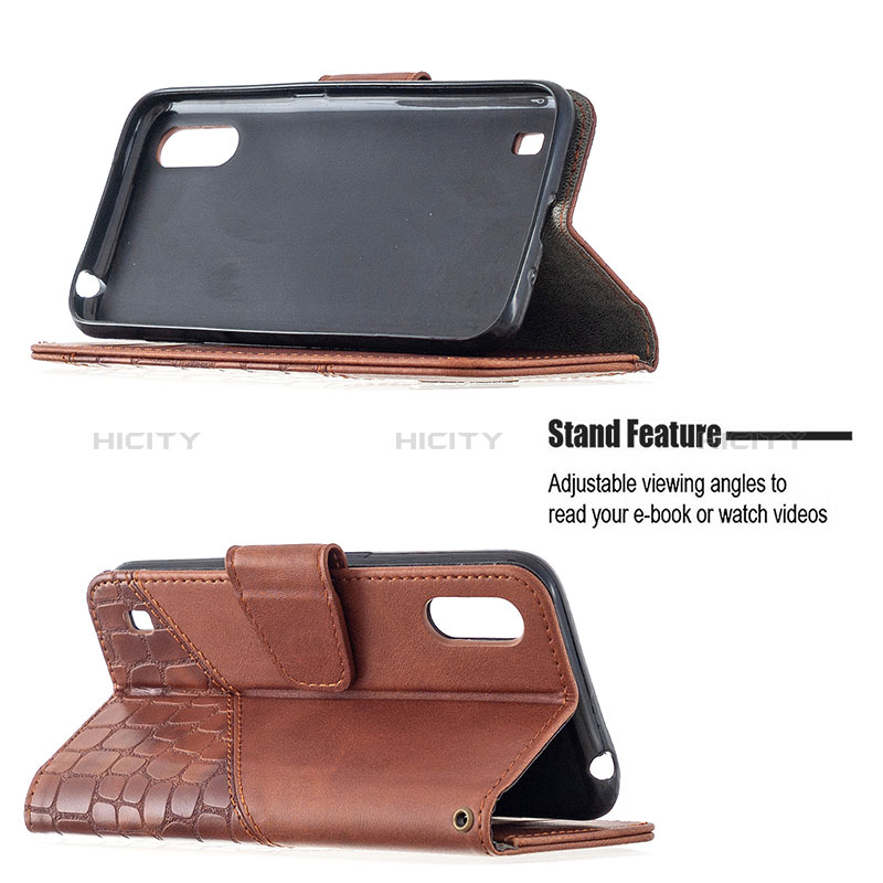 Leather Case Stands Flip Cover Holder B05F for Samsung Galaxy A01 SM-A015