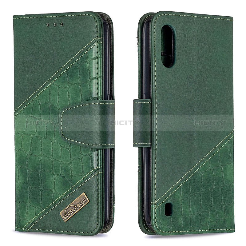 Leather Case Stands Flip Cover Holder B05F for Samsung Galaxy A01 SM-A015