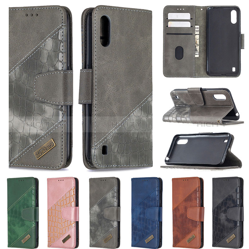 Leather Case Stands Flip Cover Holder B05F for Samsung Galaxy A01 SM-A015