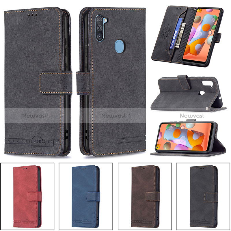 Leather Case Stands Flip Cover Holder B05F for Samsung Galaxy A11