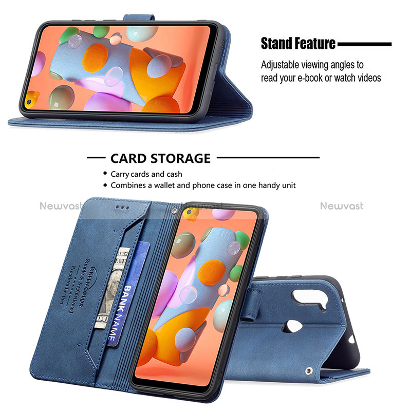 Leather Case Stands Flip Cover Holder B05F for Samsung Galaxy A11