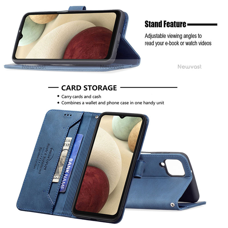 Leather Case Stands Flip Cover Holder B05F for Samsung Galaxy A12