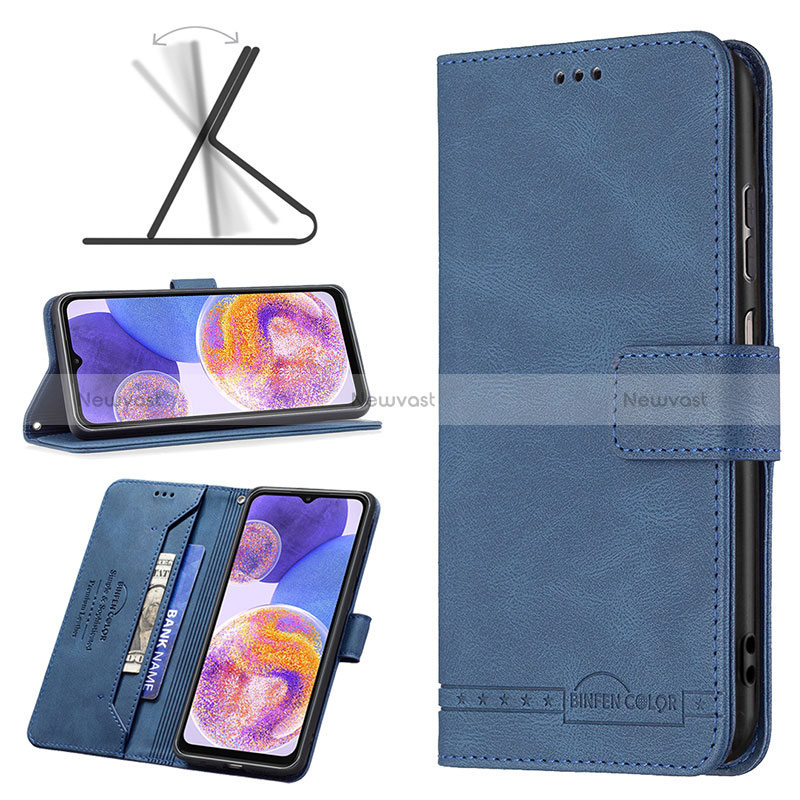 Leather Case Stands Flip Cover Holder B05F for Samsung Galaxy A23 4G