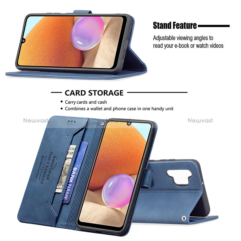 Leather Case Stands Flip Cover Holder B05F for Samsung Galaxy A32 4G