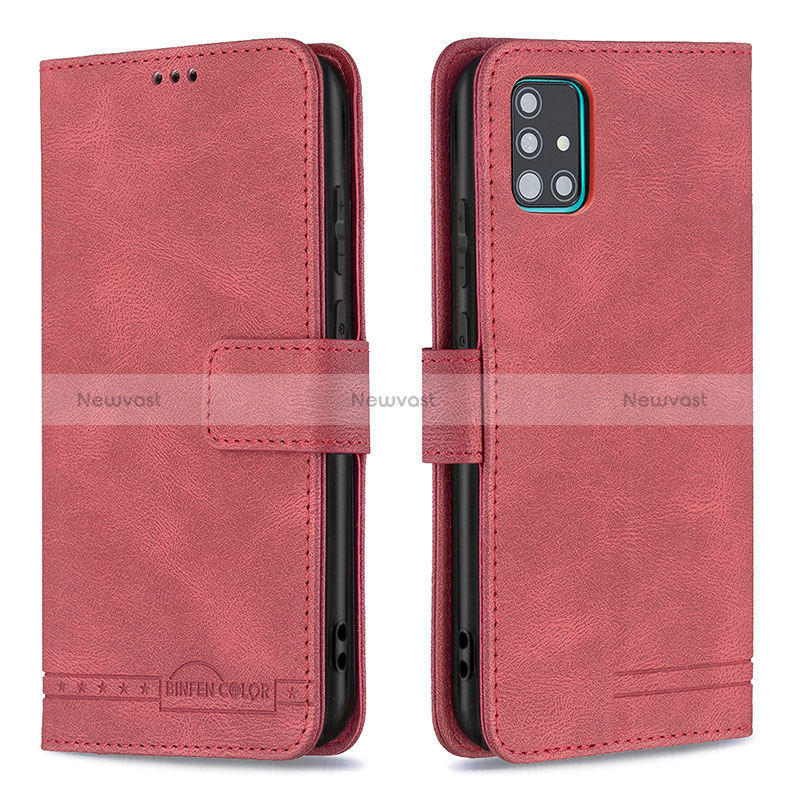 Leather Case Stands Flip Cover Holder B05F for Samsung Galaxy A51 5G Red