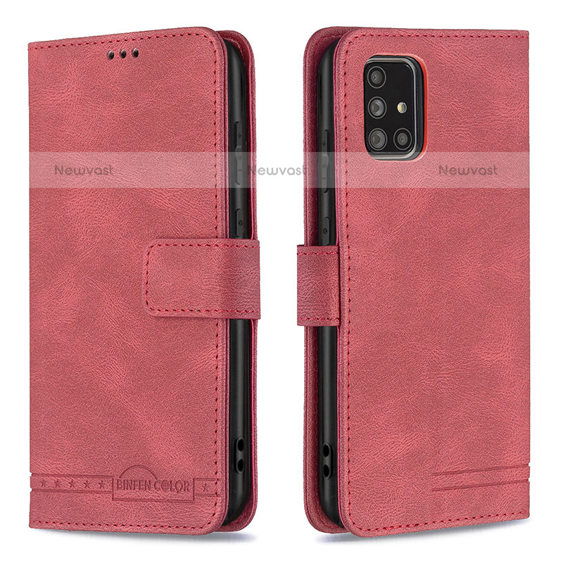 Leather Case Stands Flip Cover Holder B05F for Samsung Galaxy A71 4G A715 Red