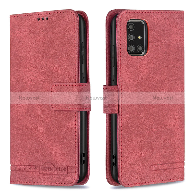 Leather Case Stands Flip Cover Holder B05F for Samsung Galaxy A71 5G Red