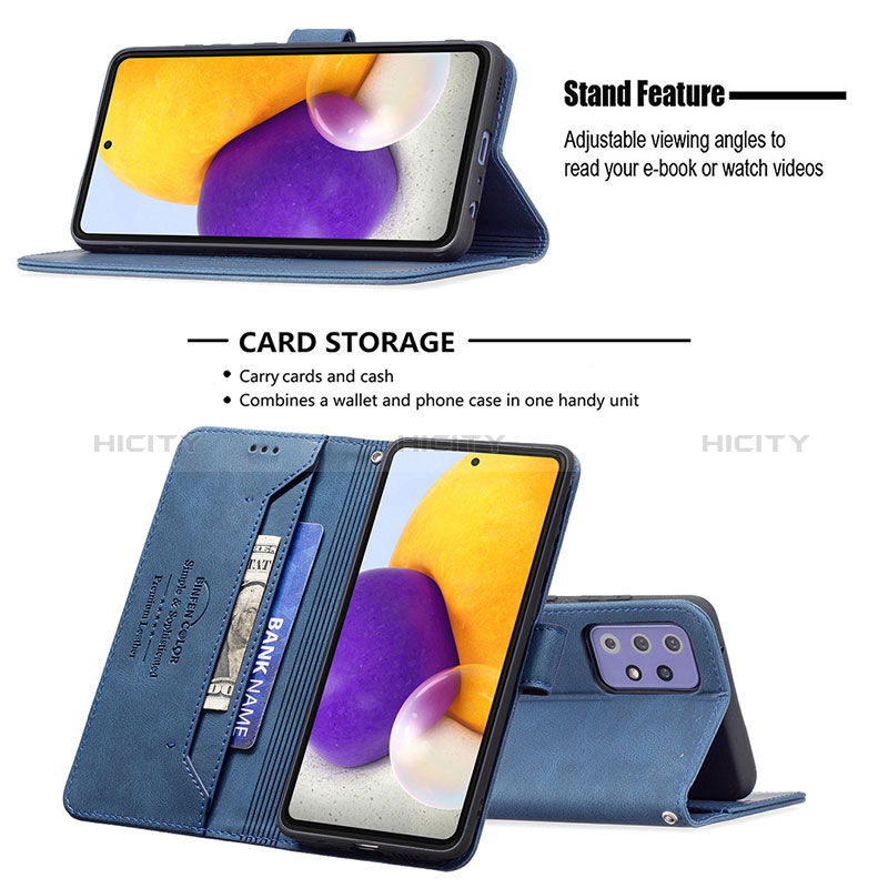 Leather Case Stands Flip Cover Holder B05F for Samsung Galaxy A72 5G