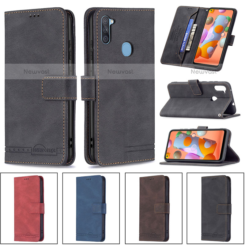 Leather Case Stands Flip Cover Holder B05F for Samsung Galaxy M11