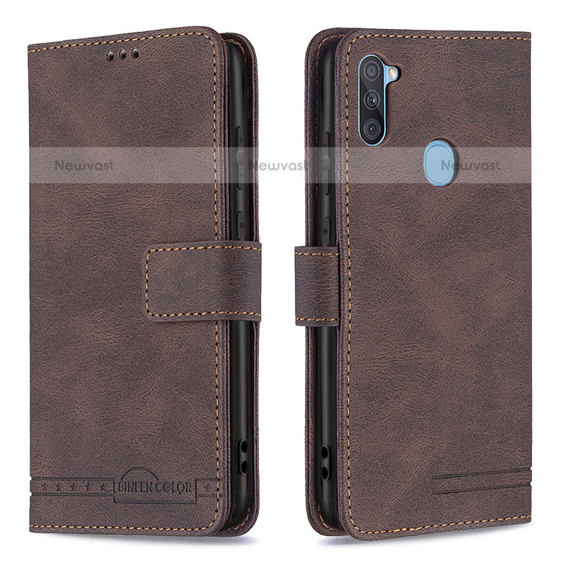 Leather Case Stands Flip Cover Holder B05F for Samsung Galaxy M11