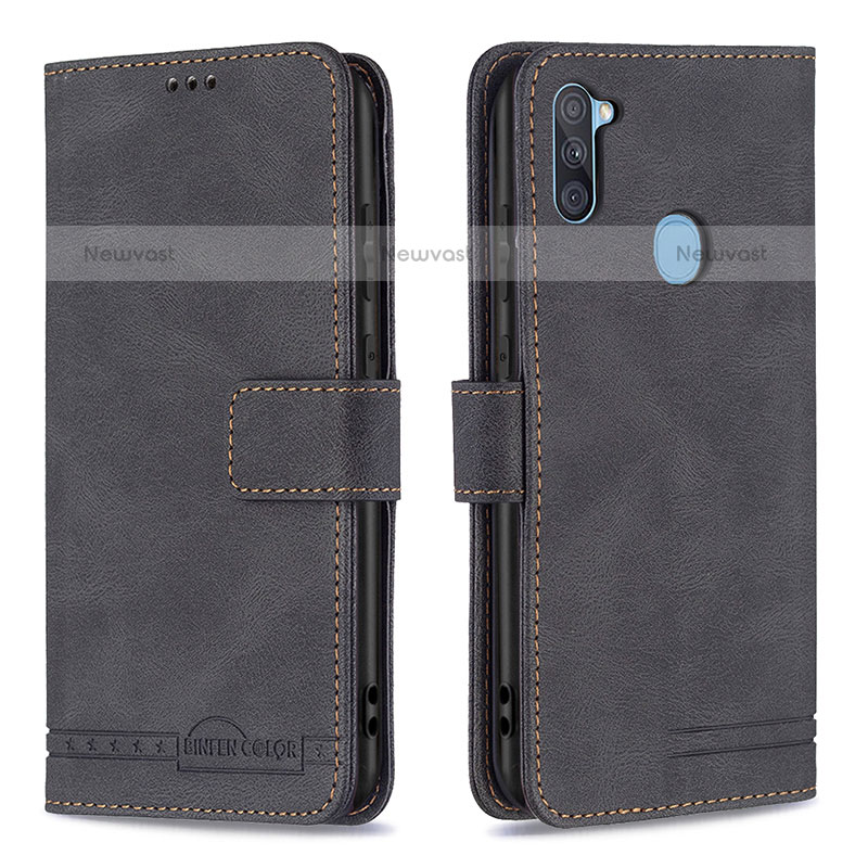 Leather Case Stands Flip Cover Holder B05F for Samsung Galaxy M11