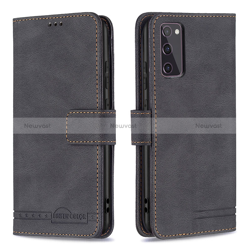 Leather Case Stands Flip Cover Holder B05F for Samsung Galaxy S20 FE (2022) 5G Black