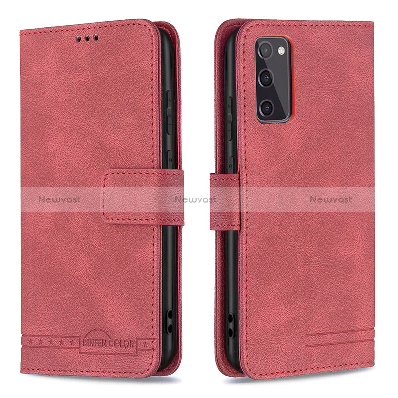 Leather Case Stands Flip Cover Holder B05F for Samsung Galaxy S20 FE 4G Red