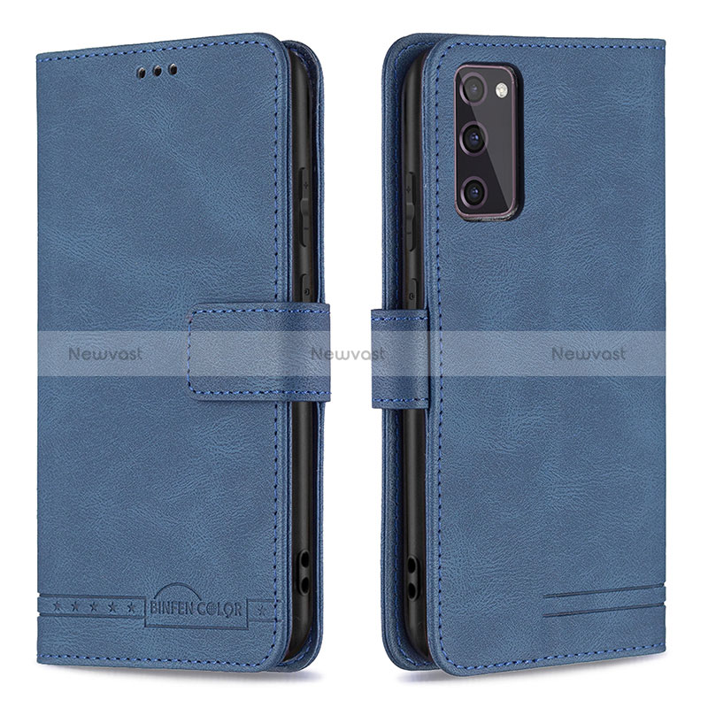 Leather Case Stands Flip Cover Holder B05F for Samsung Galaxy S20 FE 5G Blue