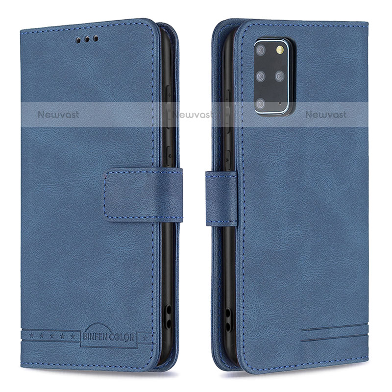 Leather Case Stands Flip Cover Holder B05F for Samsung Galaxy S20 Plus 5G Blue