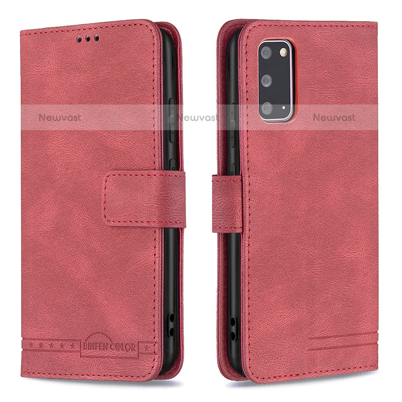 Leather Case Stands Flip Cover Holder B05F for Samsung Galaxy S20 Red