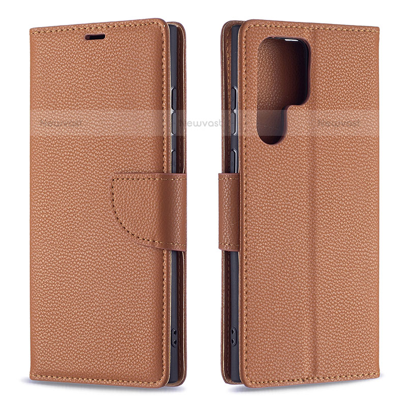 Leather Case Stands Flip Cover Holder B05F for Samsung Galaxy S21 Ultra 5G