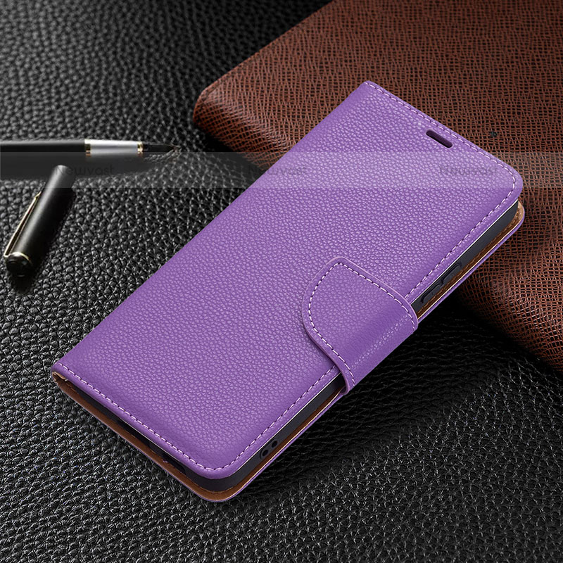 Leather Case Stands Flip Cover Holder B05F for Samsung Galaxy S23 Plus 5G Purple